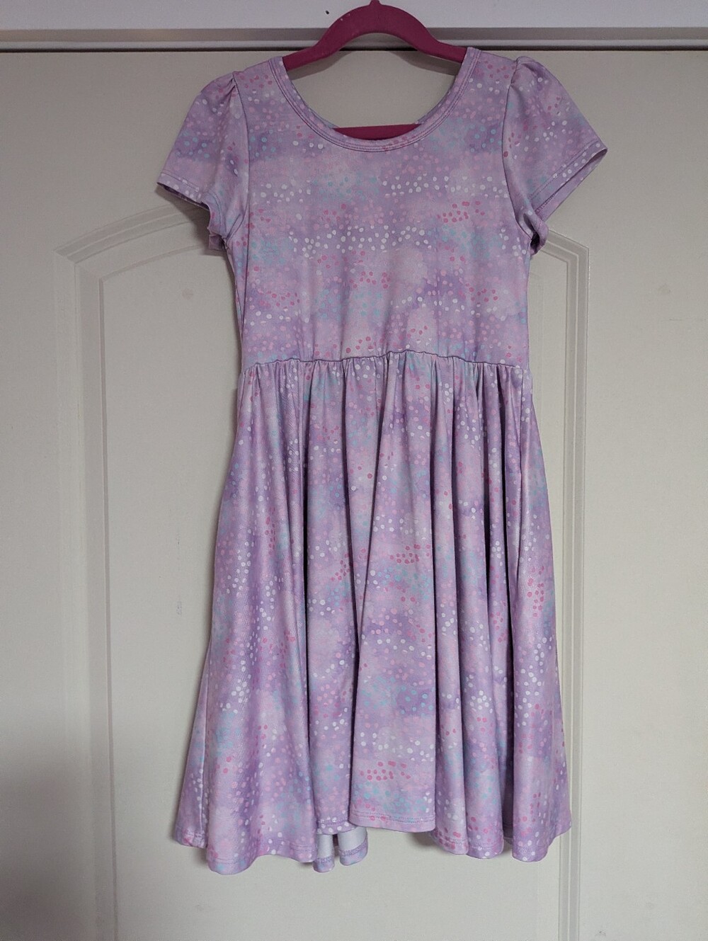 Charlie's Project Kids Short Sleeve Dot Pattern Short Sleeve Dress - Size 7